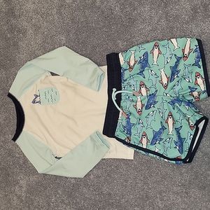 Cat & jack swim trunks and rash guard